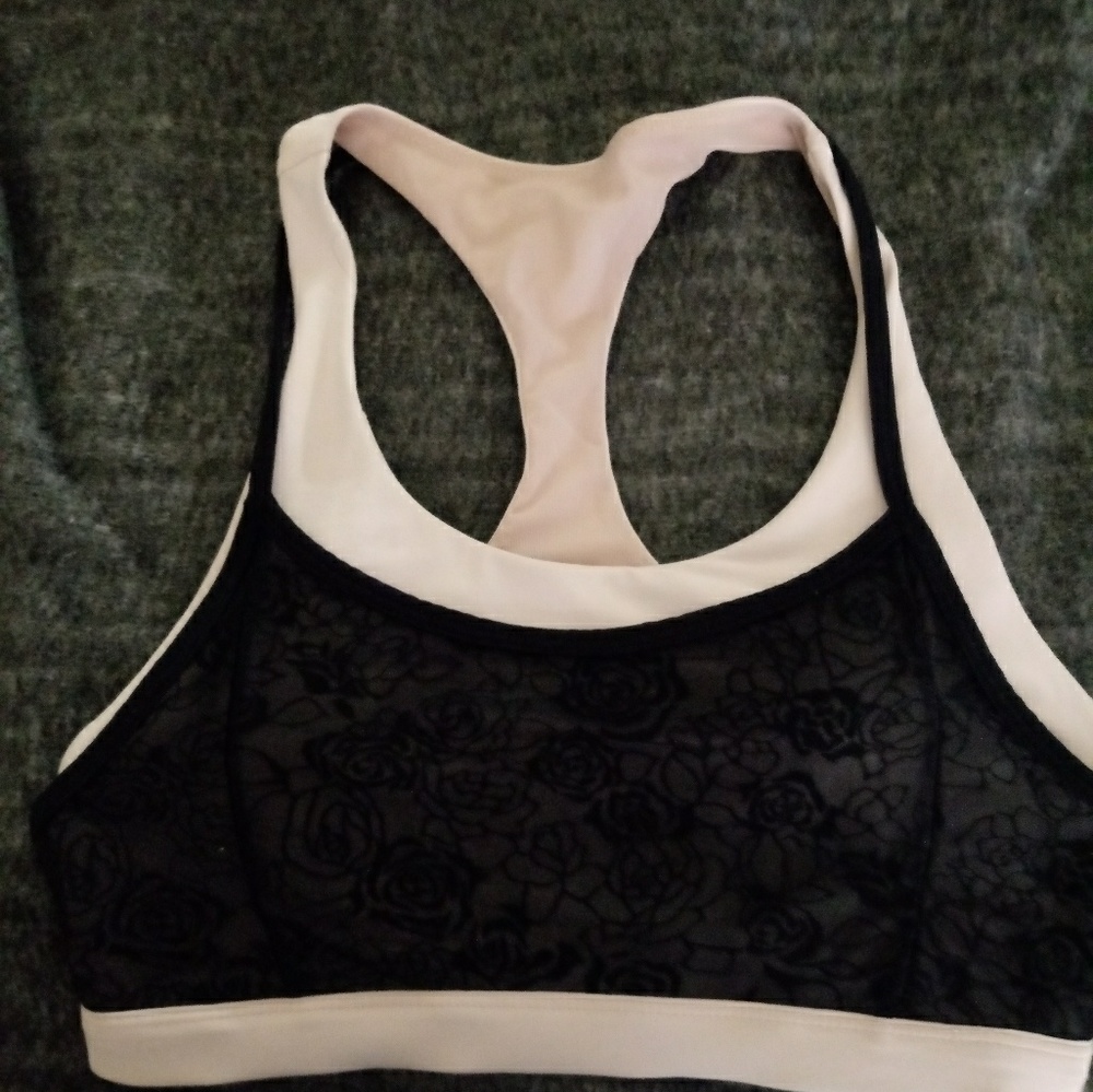 Fabletics Black Rose Lace sports bra